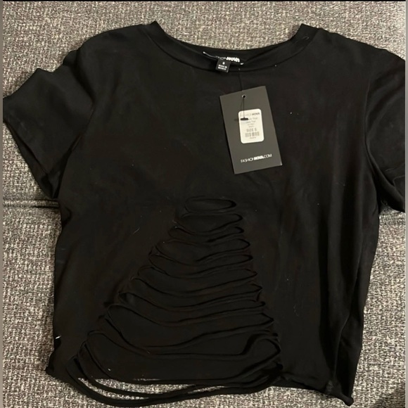 NWT Two Fashion Nova Black and Cream Crop Tops - Picture 6 of 6